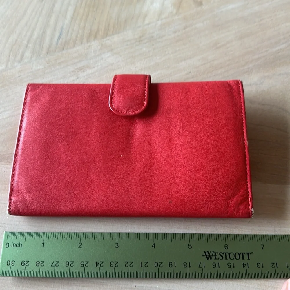 Vintage Mundi red Nappa cowhide leather wallet